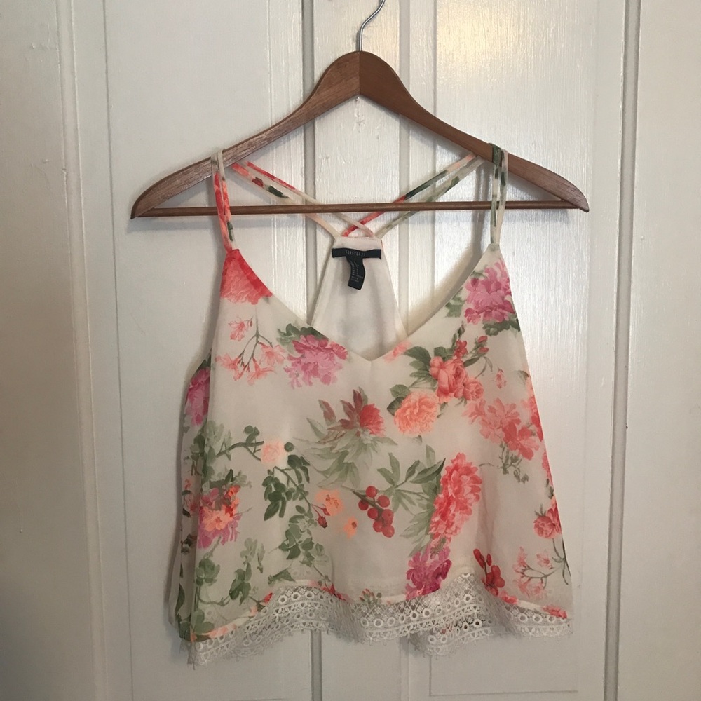 Floral cropped tank top